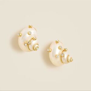 J. Crew Gold and Cream sea Shell Statement Earrings